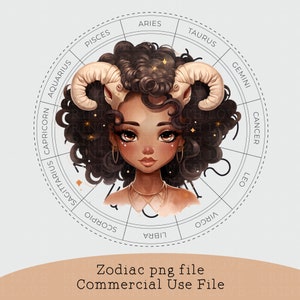 Áries Clipart Design Arquivo Zodíaco Menina Aniversário Design de sublimação Cartão Fazendo Imagem Adesivo Caneca Crachá Março Abril Zodíaco png Menina negra