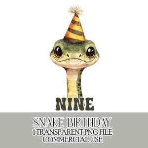 Anniversaire serpent neuf Clipart PNG fichier Joyeux 9e anniversaire T-shirt fabrication de cartes Créations d'anniversaire Téléchargement instantané
