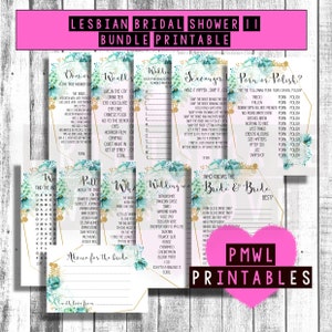 Lesbian Bridal shower game bundle - Bachelorette party game - hen do - hen night - digital games - 11 games gold and mint