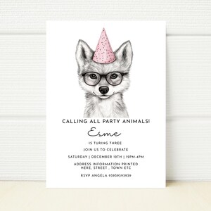 Editable Baby Girl Wolf Birthday Party Invitation Wild Party Invite Boys Digital  Template Printable Download Phone 1st 2nd 3rd 4th 5th 6th