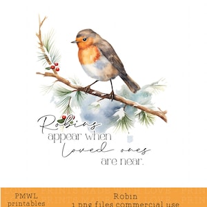 Robins verschijnen wanneer dierbaren in de buurt zijn sublimatieontwerp Kerstmis Sublimatieontwerp Herdenkingsontwerp Kerstmis in de hemel Commercieel gebruik