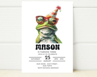 Editable Party Frog Birthday Invitation Template (Digital)