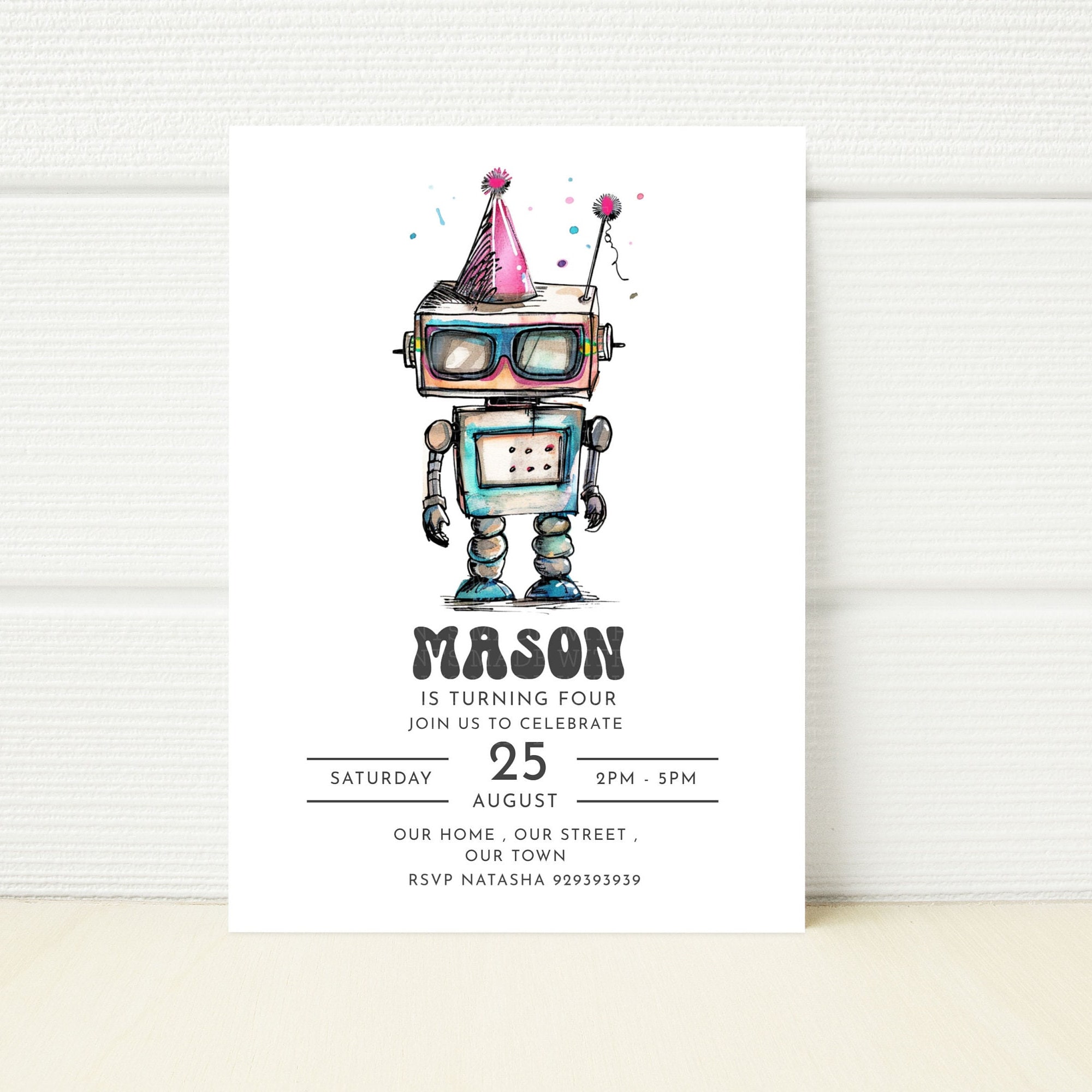 Robot Birthday Invitation Printable