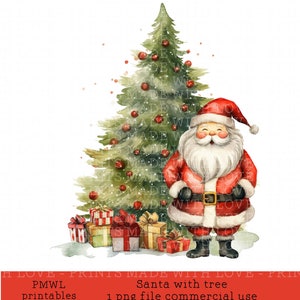 Papai Noel com árvore e presentes Cena de árvore de Natal Design de sublimação Cartão Fazendo pequeno uso comercial Arquivo PNG Scrapbooking arco fazendo clipart