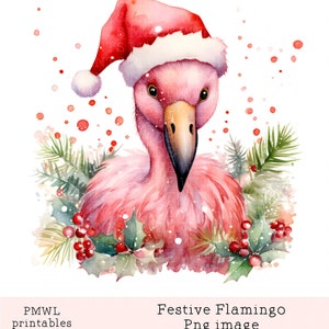 Weihnachten Flamingo pink in Santa Hat Clipart niedliche festliche Sublimation Card Making Bow Making Scrapbooking png pink flamingo Clipart