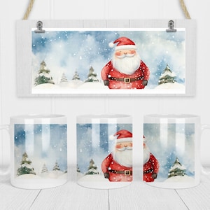 Santa Becher wickeln digital, Sublimationsdatei, Weihnachtsmann, kleine kommerzielle Nutzung, Weihnachtsbecher, 11 Unze Becher wickeln, Winterszene, jpg-Datei