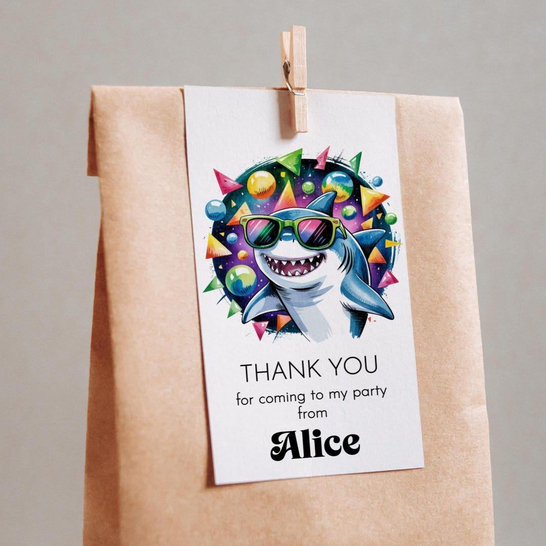 Party Shark Rave Disco UV Neon Birthday Party Thank You for Coming Gift ...