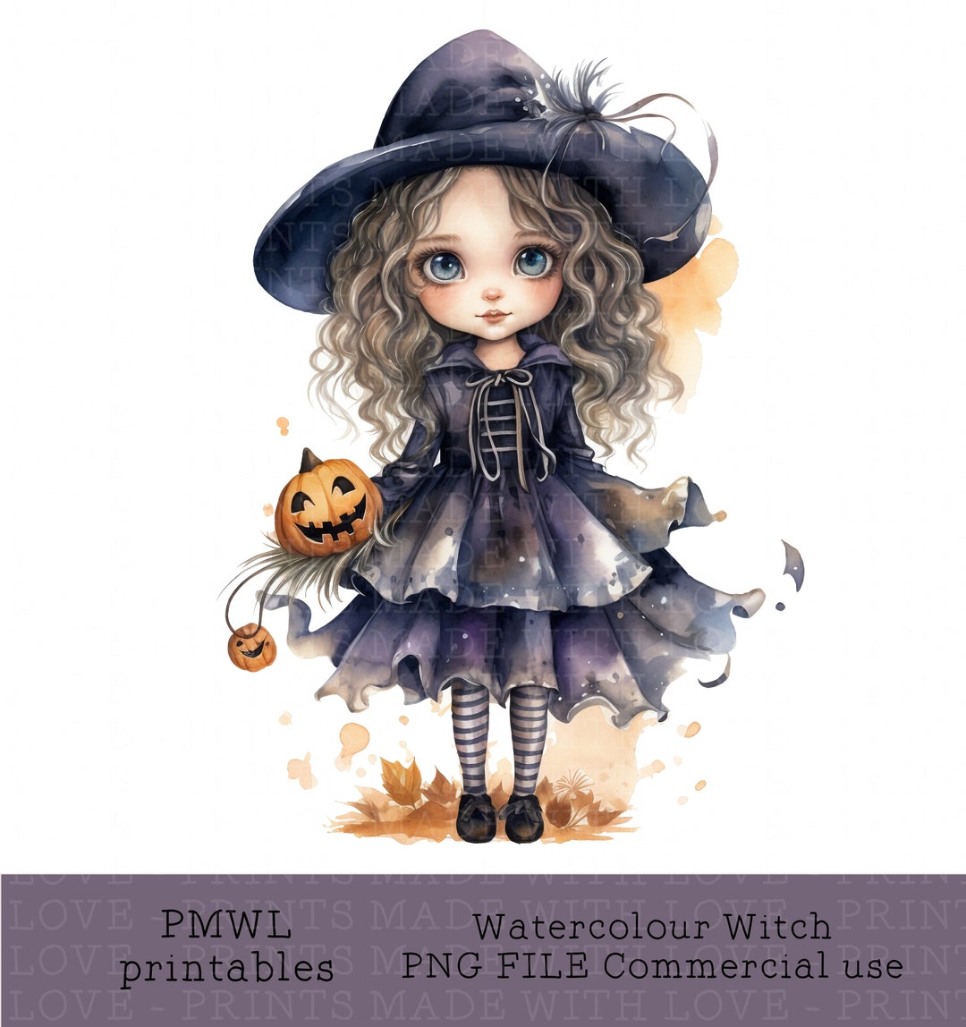 Halloween Witch Clipart Pumpkins , Cute Spooky Witch , Sublimation File ...