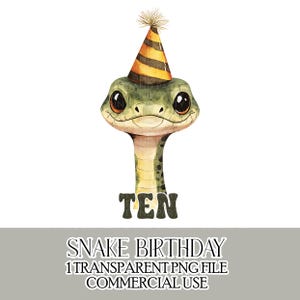 Anniversaire serpent dix Clipart PNG fichier Téléchargement instantané Joyeux 10e anniversaire T-shirt fabrication de cartes Créations d'anniversaire Téléchargement instantané