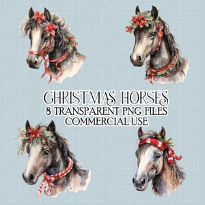 Christmas Horses clipart 8 png images Transparent Festive Crafts Birthday Card Making Scrap Booking Kawaii Watercolour  png Crafting