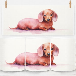 Dackel welpe 11 Unzen Becher Wrap Sublimation Design Bild Becher Wrap Wurst Hund Dackel Hund Dachs Doxie Aquarell kleine kommerzielle Nutzung