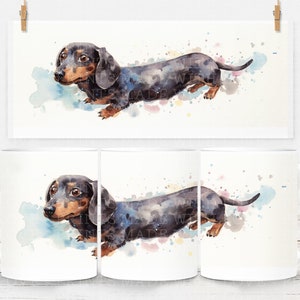 Dackel 11 Unzen Becher Wrap Sublimationsdesign Bild Becher Wrap Wursthund Dackel Hund Dachshund Doxie Aquarell kleine kommerzielle Nutzung