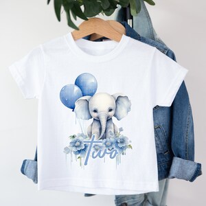 Blue Elephant anniversaire clipart art fichier 2ème anniversaire deux aujourd’hui 2 sublimation design premier anniversaire garçon fille carte unisexe faisant des t-shirts