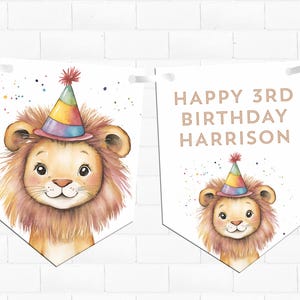 lion Editable Birthday Bunting Template Printable Download Party DIY Crafting Banner Sign Wild Safari Garden Park Tea Picnic party animal