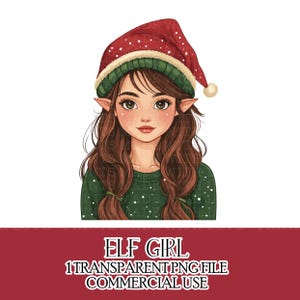 Fichier numérique Clipart elfe de Noël adolescente Artisanat de Noël carterie Sublimation noeud faisant ornement PNG Download Usage commercial