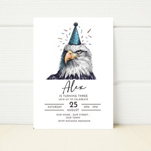Bearbeitbare Adler-Geburtstagsfeier-Einladungsvorlage Wild Phone Digital E-Einladung Handy-Textnachricht Printable download Farm Bird of Prey