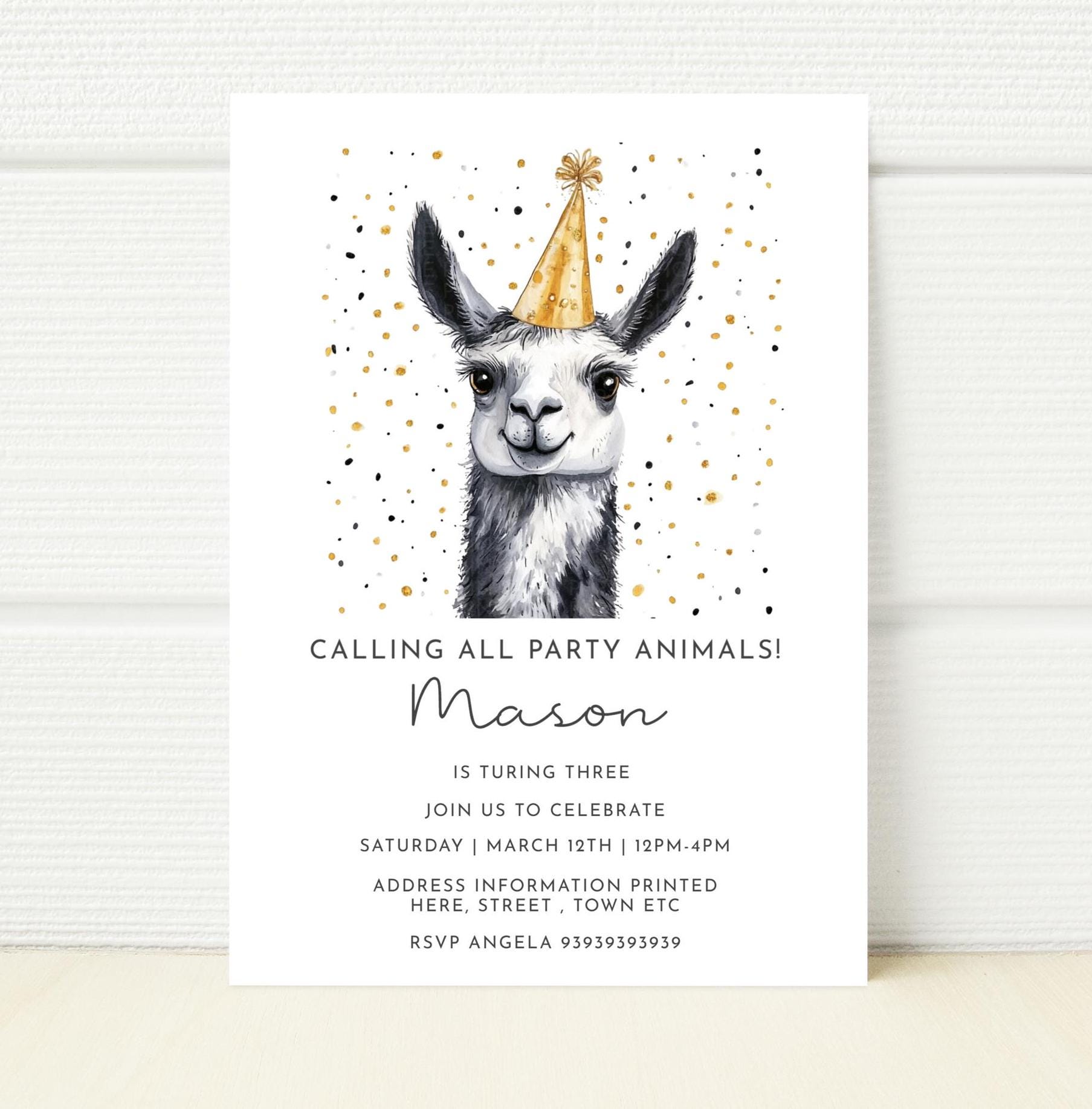 Llama Birthday Party Invitation Editable Invitation Magician