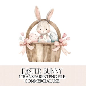 Paashaas Pastel aquarel Bunny Clipart Image Sublimatie Design Kaart maken Stickers Etiketten Boog maken PNG-afbeelding Commercieel gebruik