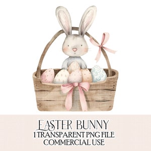 Paashaas Pastel aquarel Bunny Clipart Image Sublimatie Design Kaart maken Stickers Etiketten Boog maken PNG-afbeelding Commercieel gebruik