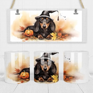 Wurst Hund Halloween Becher wickeln Sublimation digitale Datei sofortiger Download kleine kommerzielle Nutzung Halloween Handwerk Bilder wiener Hund Dashund