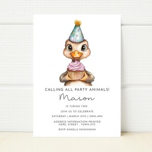 Editable Duck Birthday Party  Invitation Invite Printable Birds Digital Park picnic Pool Swim Mobile Phone Download Text Message boy girl
