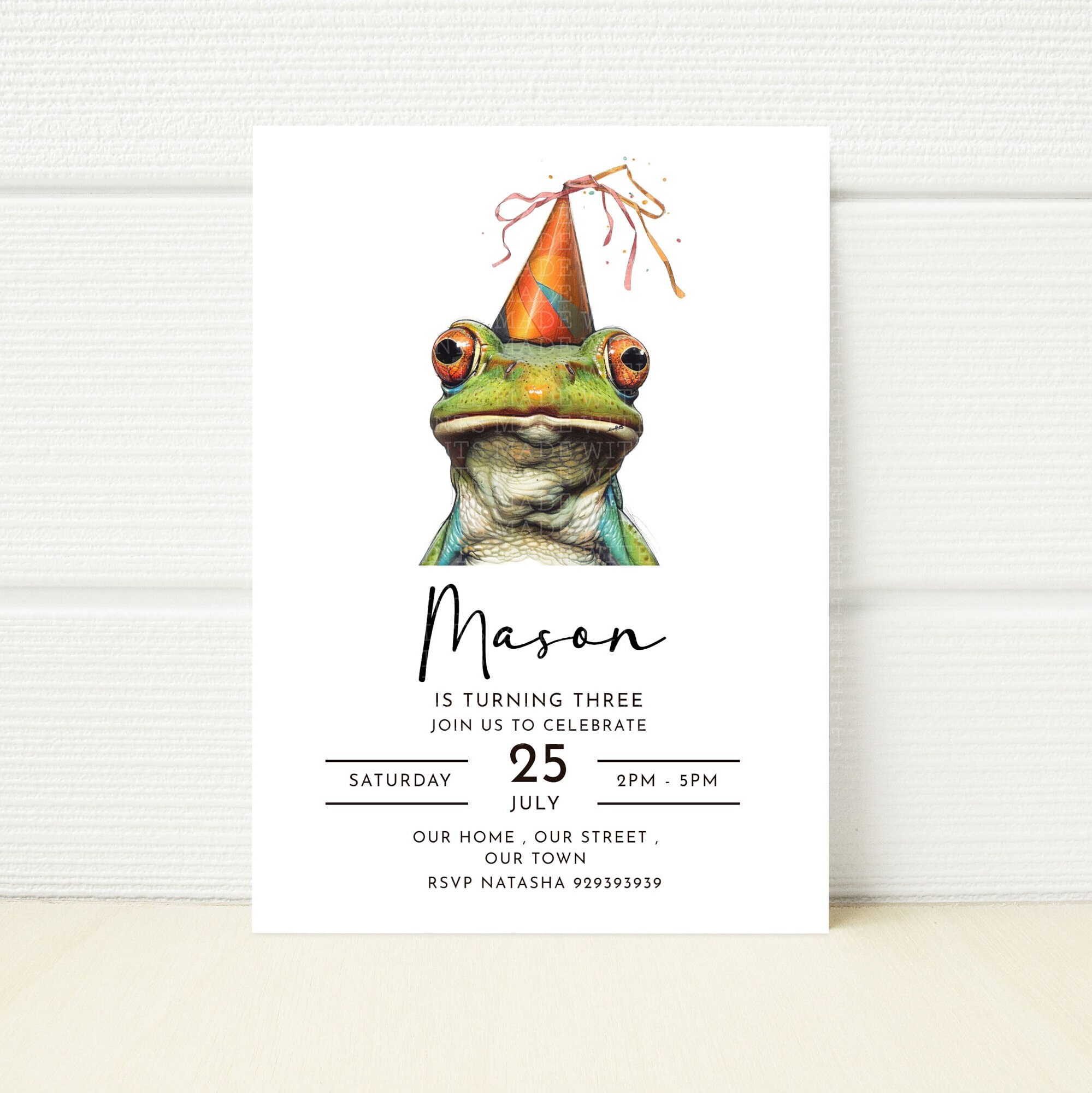 Frog Invite Tree Frog Birthday Party Invitation, Editable Digital Invite (printable ...