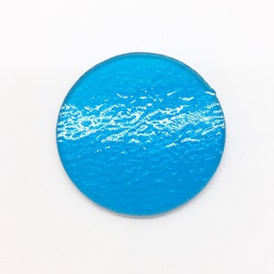 Bullseye Iridised Rainbow Aquamarine Teal Blue Glass Fused Stained 5x5cm COE90 