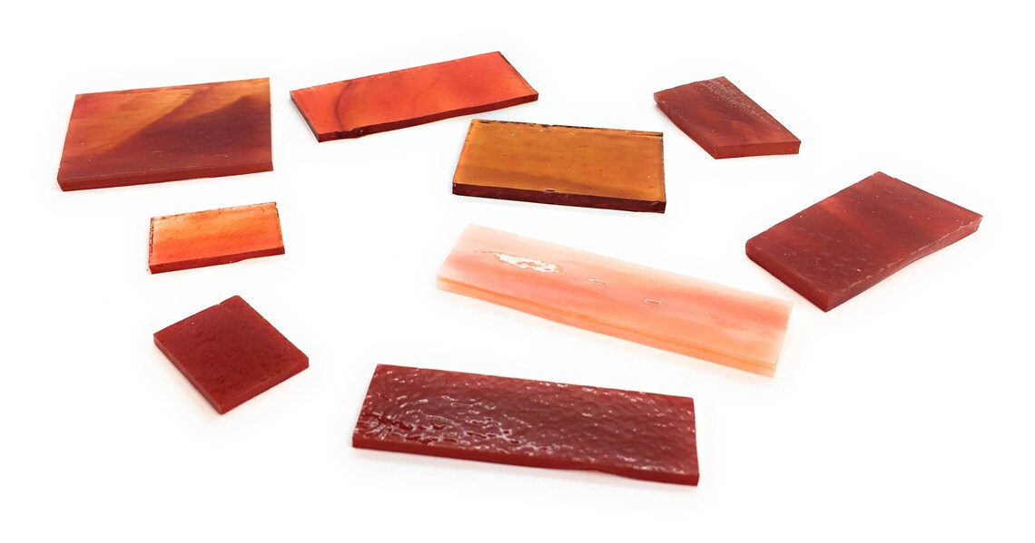 Red Fused Glass Supplies Bundle Bullseye Coe 90 50g Fusing Etsy UK