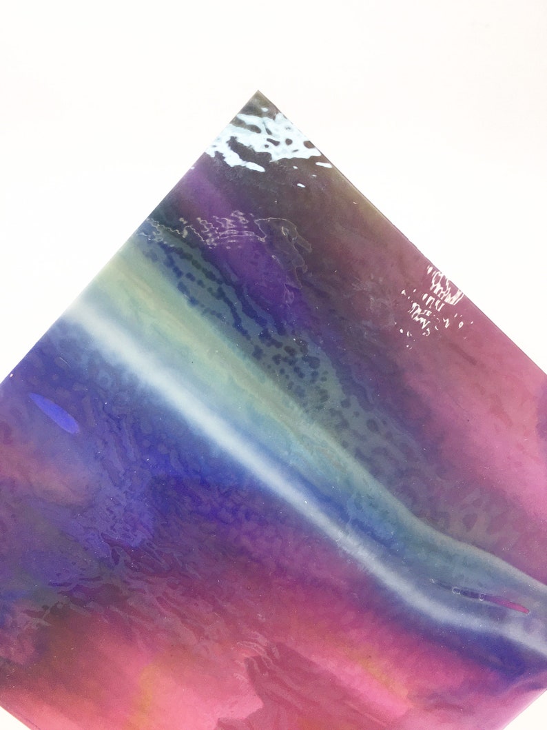 Cranberry pink blue spring green /& white opal streaky fused glass supplies Bullseye 5x5cm coe 90 fusing microwave kiln