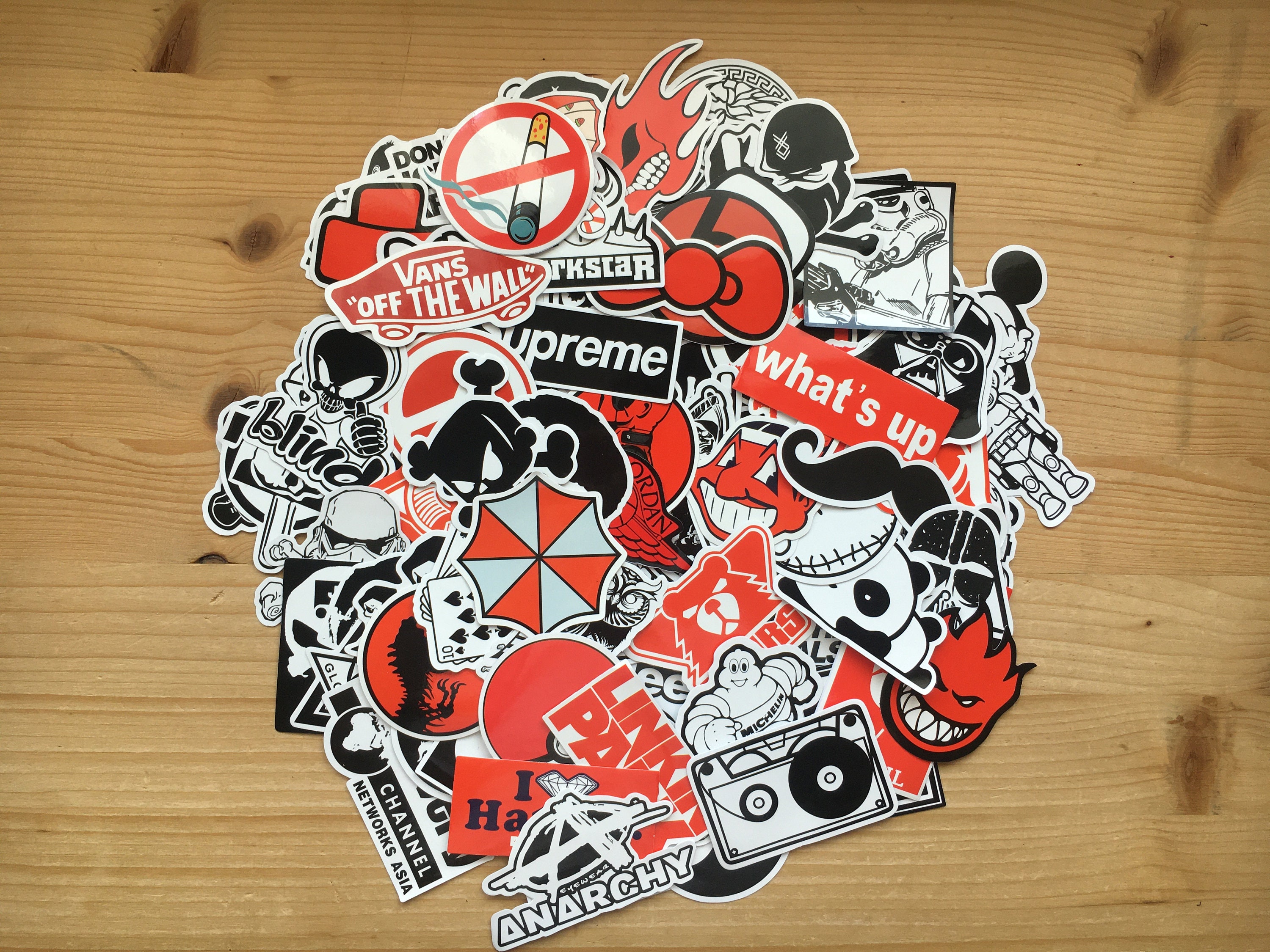 Lot of red and black stickers black and red vinyl sticker Etsy
