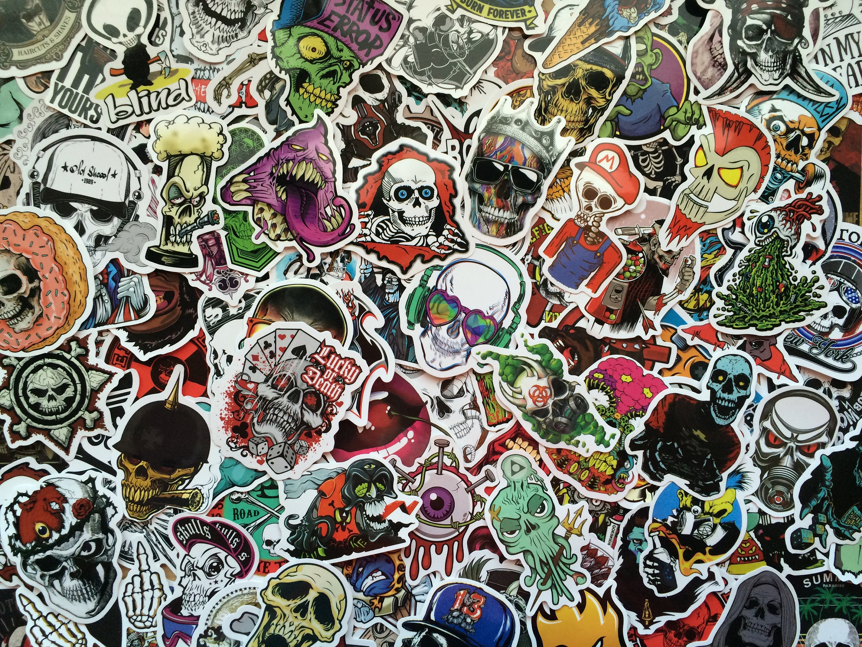 Set of Stickers Gore Skull Skull Skull Head Punk Zombie Etsy