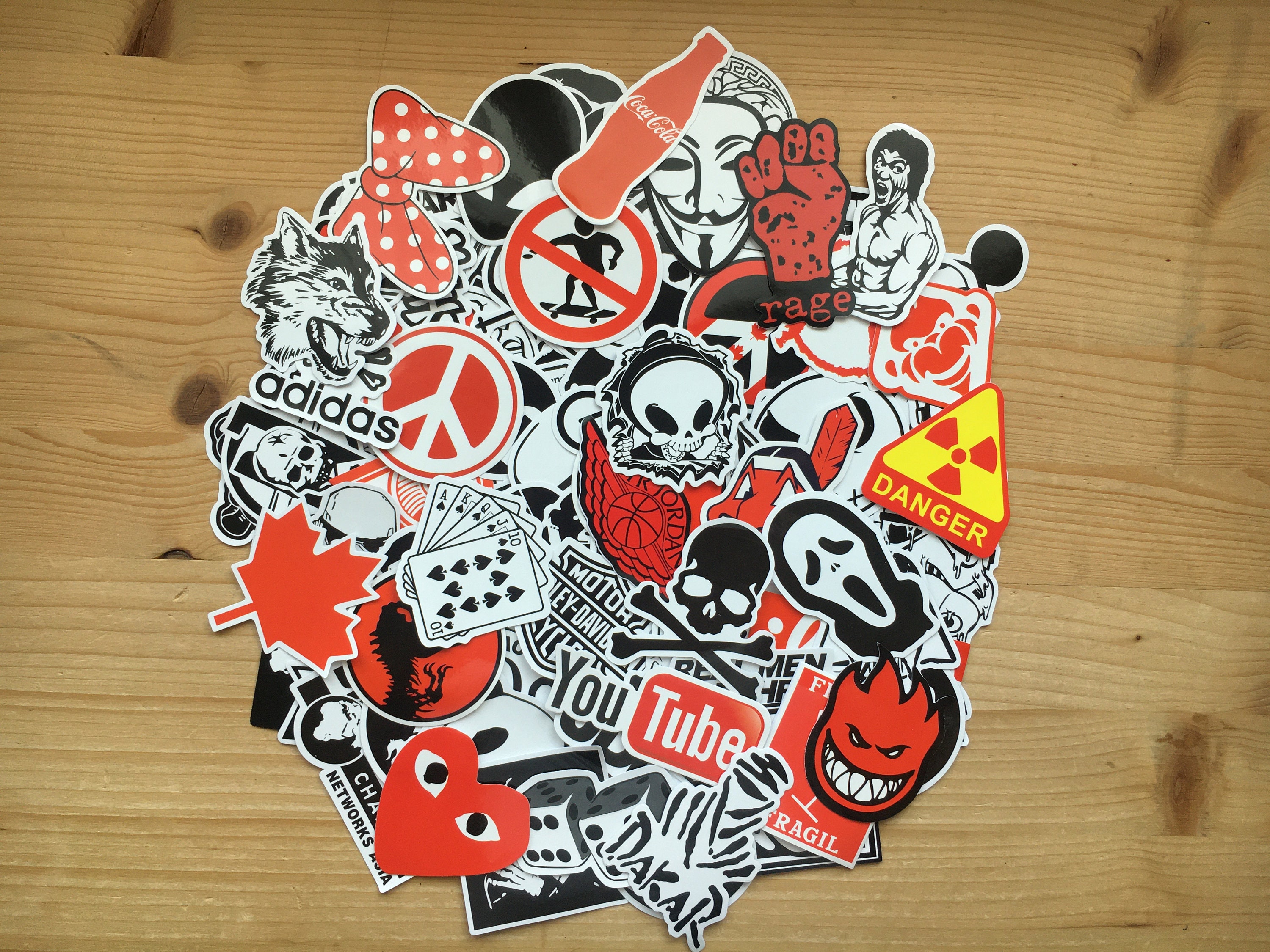 Lot of red and black stickers black and red vinyl sticker Etsy