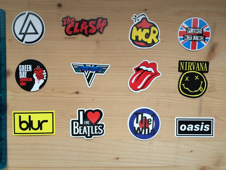 hardcore rock punk logos and groups of Hardrock vinyl sticker stickers rock band Lot of stickers rock music band Skate metal