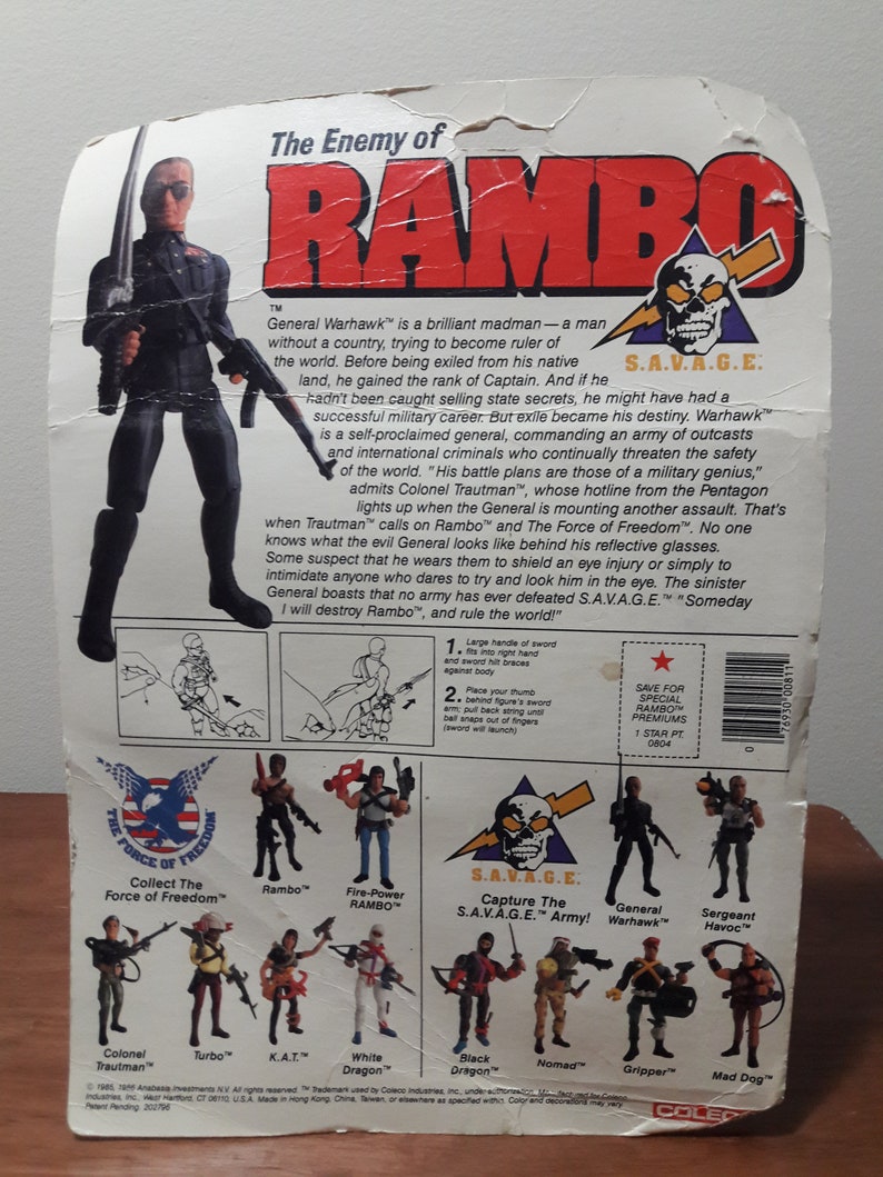 Rambo General Warhawk Freedom Force Action Figure 1985 80s Cartoon Toys First Blood Part 2 Vintage Army War Soldier Villain Warlord Leader Toys Toys Games Kromasol Com