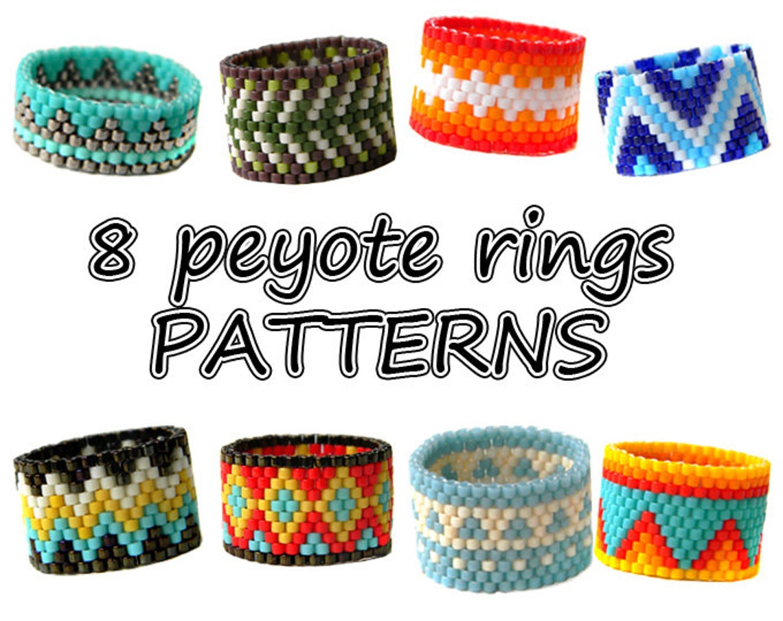 8 Peyote rings patterns Beaded rings patterns PDF Instant Etsy