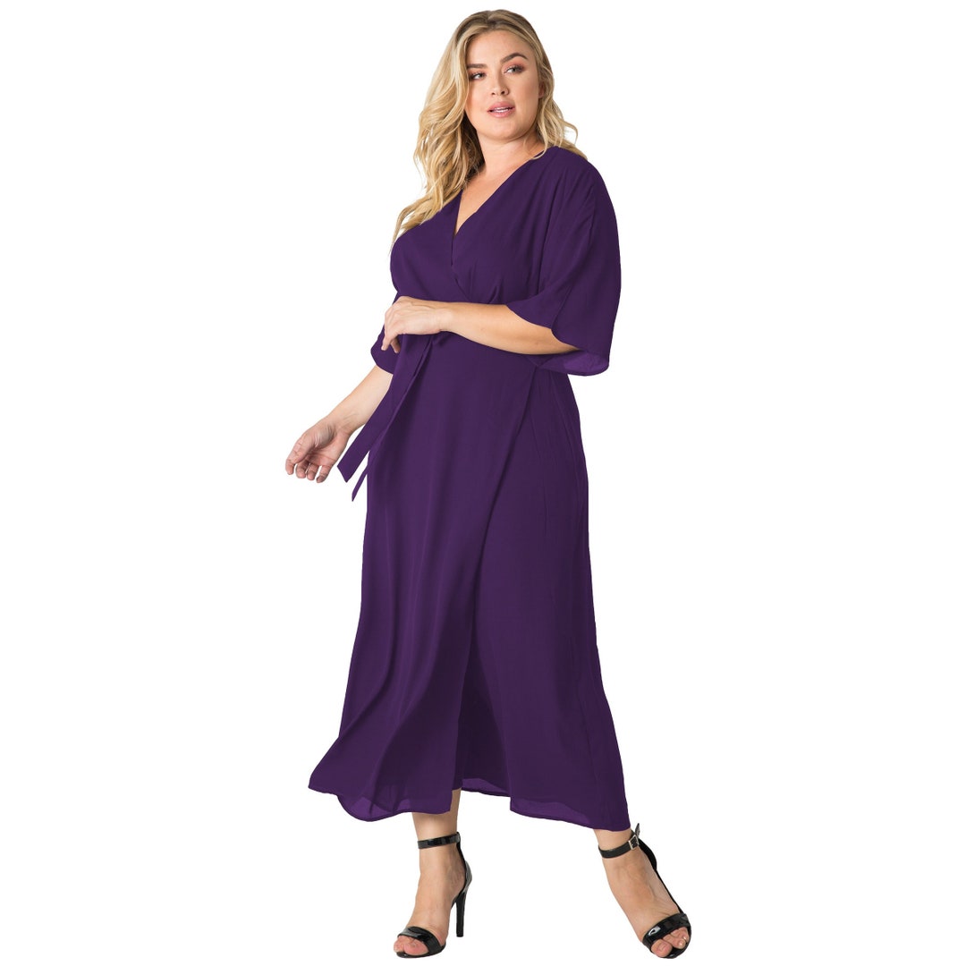 Standards & Practices Plus Size Olivia Black Kimono Wrap Maxi Dress ...