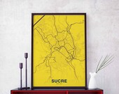 SUCRE Bolivia map poster color wall decor design modern motto scandinavian minimal nordic housewarming travel bedroom