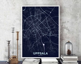 UPPSALA Sweden map poster color Hometown City Print Modern Home Decor Office Decoration Wall Art Dorm Bedroom Gift