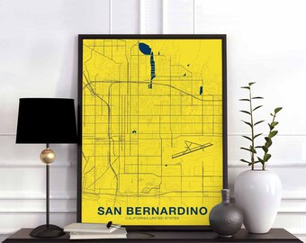 SAN BERNARDINO California CA usa poster color Hometown City Print Modern Home Decor Office Decoration Wall Art Dorm Bedroom Gift