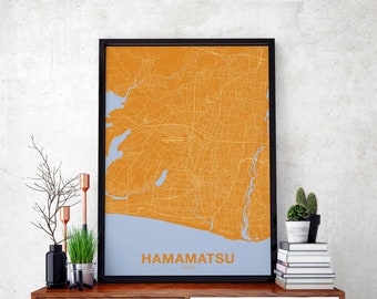 HAMAMATSU Japan map poster color Hometown City Print Modern Home Decor Office Decoration Wall Art Dorm Bedroom Gift