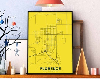 FLORENCE Arizona AZ USA poster color Hometown City Print Modern Home Decor Office Decoration Wall Art Dorm Bedroom Gift