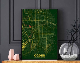 OGDEN Utah UT USA poster color Hometown City Print Modern Home Decor Office Decoration Wall Art Dorm Bedroom Gift
