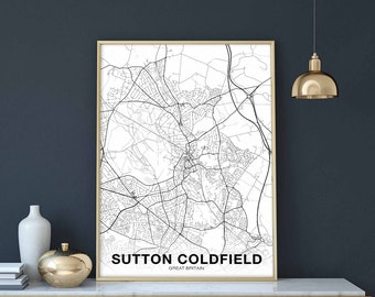 SUTTON COLDFIELD Great Britain poster color Hometown City Print Modern Home Decor Office Decoration Wall Art Dorm Bedroom Gift