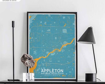 APPLETON California USA map poster black white Hometown City Print Modern Home Decor Office Decoration Wall Art Dorm Bedroom Gift