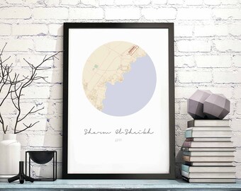SHARM-EL-SHEIKH Egypt map poster wall decor design modern minimal nordic travel bedroom home art vintage retro dorm nursery housewarming