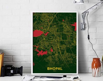BHOPAL India poster color Hometown City Print Modern Home Decor Office Decoration Wall Art Dorm Bedroom Gift
