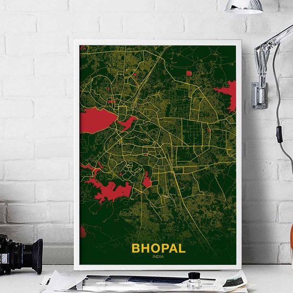 BHOPAL India poster color Hometown City Print Modern Home Decor Office Decoration Wall Art Dorm Bedroom Gift