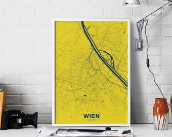 WIEN Austria poster color Hometown City Print Modern Home Decor Office Decoration Wall Art Dorm Bedroom Gift