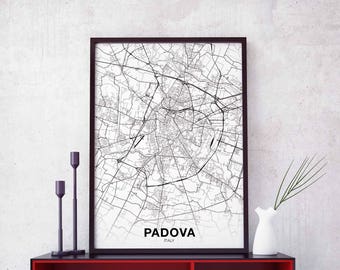 PADOVA Italy map poster Hometown City Print Modern Home Decor Office Decoration Wall Art Dorm Bedroom Gift