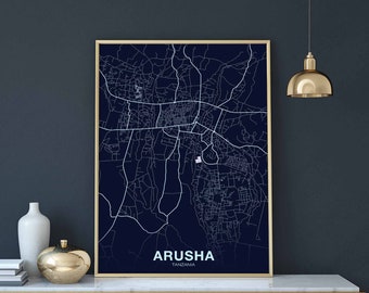 ARUSHA Tanzania poster color Hometown City Print Modern Home Decor Office Decoration Wall Art Dorm Bedroom Gift